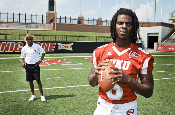 Sophomore Kawaun Jakes won the starting quarterback position for WKUs Sept. 4 game at Nebraska, but to do so, he had to overcome a rocky start with Head Coach Willie Taggart. Jakes, who threw for 1,516 yards and nine touchdowns in 2009, injured his ankle playing pickup basketball last spring and drew the ire of his new coach.
