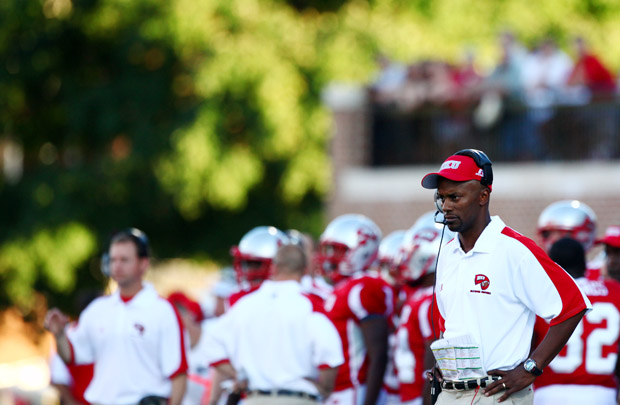 WKU head coach Willie Taggart looks on in frustration during the second half of Sept. 18s home-opening against the Hoosiers. The Toppers fell to the Hoosiers 38-21.