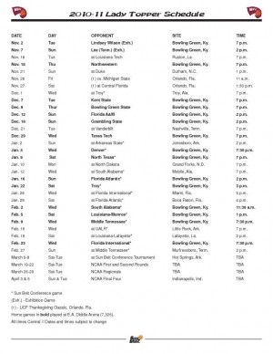 WKU womens basketball releases 2010-2011 schedule
