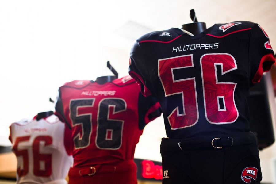 The+new+WKU+football+uniforms+for+the+upcomming+season%2C+as+unveiled+in+Greenwood+Mall.