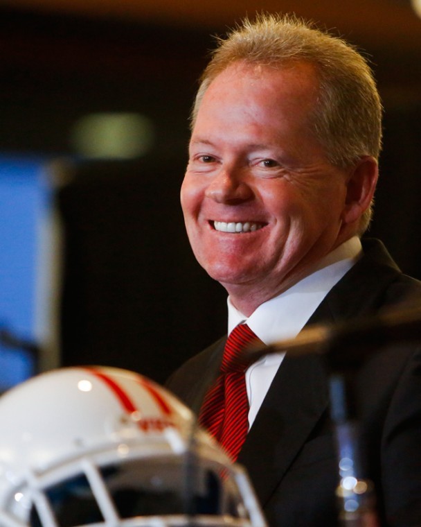 Bobby+Petrino+answers+questions+during+a+press+conference+after+being+announced+as+the+new+football+coach+at+Smith+Stadium+on+Dec.+10.
