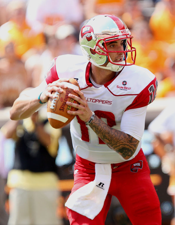 WKU+quarterback+Brandon+Doughty+looks+for+an+open+receiver+during+Saturdays+game+against+Tennessee.