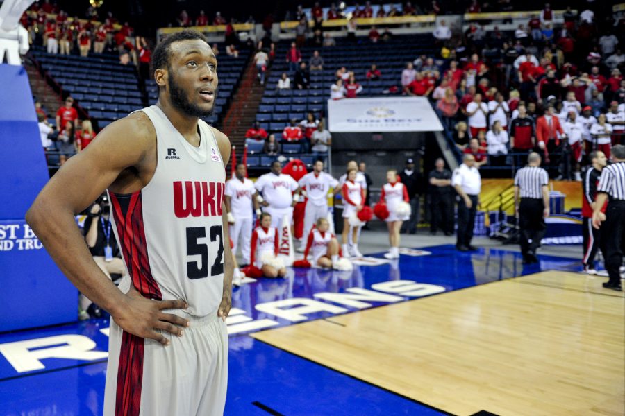 WKU junior guard T.J. Price looks on after a 73-72 loss against University of Louisiana Lafayette during the 2014 Mens Sun Belt Tournament semifinal round at Lakefront Arena in New Orleans, La. on Saturday Mar. 15, 2014. (Jeff Brown/HERALD)