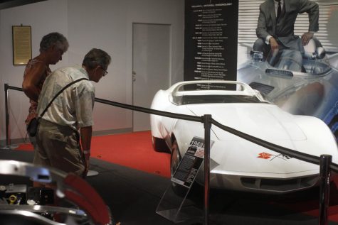 Visitors at the National Corvette Museum look at the concept car display. The National Corvette Museum is celebrating its 20th anniversary this weekend. Jake Pope/HERALD