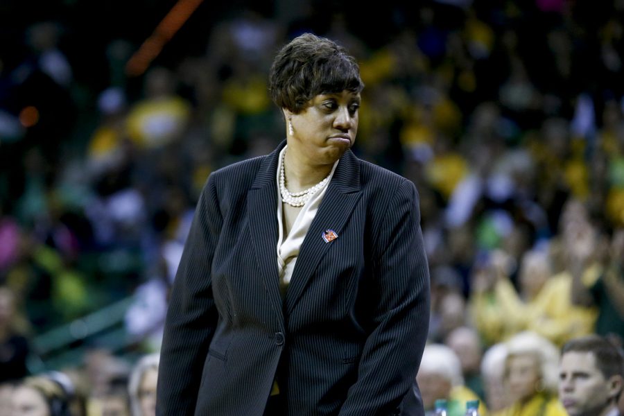 WKU head coach Michelle Clark-Heard reacts after freshman forward Bria Gaines commits a foul during the first round of the 2014 NCAA Divison I Womens Basketball Championship at the Ferrell Center in Waco, Texas on Saturday March 22, 2014. (Jeff Brown/HERALD)