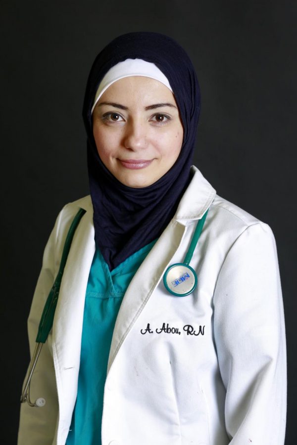 Amina Abou is a Nursing student from Casablanca, Morocco. After six years in the United States and while working as a Registered Nurse at Greenview Hospital in Bowling Green, Abou decided to become more serious about her faith. As a result of this she chose to start covering her head with a hijab, or scarf worn by Muslim women.
