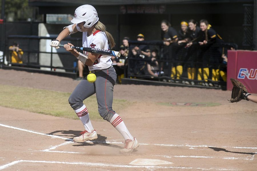 WKU Senior Larissa Franklin bats during the second of two games against USM on April 11, 2015 in Bowling Green. The lady Hilltoppers took on the USM lady Eagles in a back to back double header, wining 7-1 then 6-0. Andrew Livesay/ Special to the HERALD