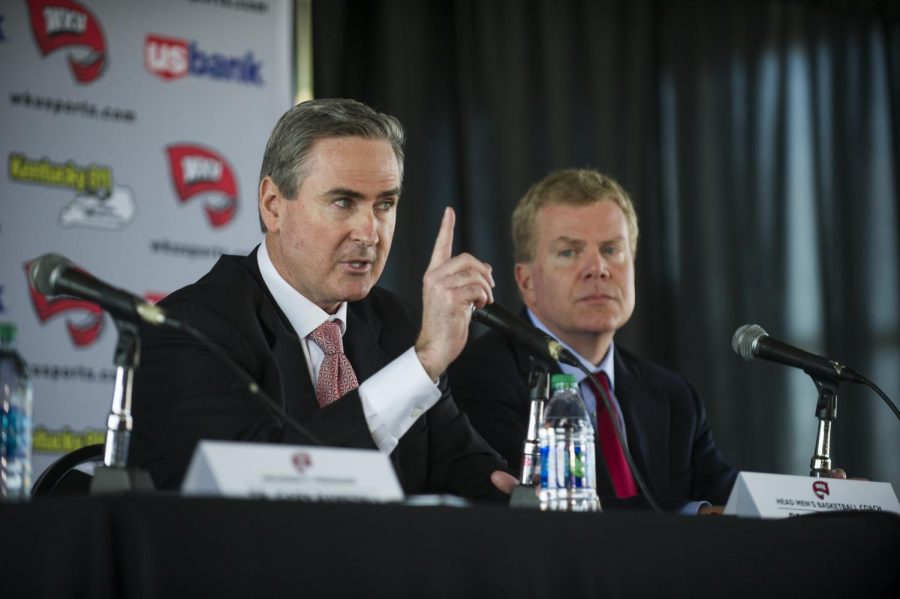 WKUs new head basketball coach, Rick Stansbury, speaks during his first press conference at Houchens Industries-L.T. Smith Stadium. I believe that what a young man does off the court carries over onto the court, Stansbury said. Stansbury comes from an associate head coach position at Texas A&M, replacing Ray Harper, resigned after three WKU basketball team members were suspended on March 17, 2016. Justin Gilliland/HERALD