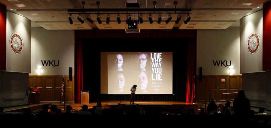 TroJuan Henderson from New Orleans, Louisiana Hosts The Love The Way You Lie event, in DSU on March 29, 2016. This event is one of 7, that will take place during the month of April to raise awareness for sexual assault. Mhari Shaw/ HERALD