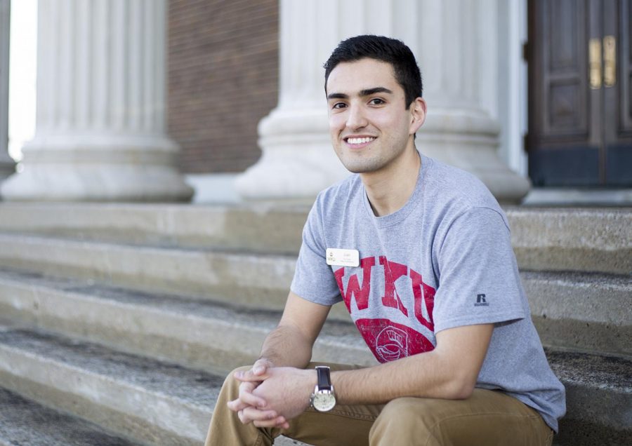 Juan+Pinilla%2C+WKU+junior+and+former+admissions+tour+guide%2C+prepares+for+a+new+adventure+through+study+abroad+in+Prague.+Pinilla+began+giving+tours+for+Western+during+his+freshman+year+and+gave+his+final+tour+January+17%2C+2017.+Im+going+to+miss+working+with+admissions+and+also+being+a+spirit+master%2C+Pinilla+said.+Ive+worked+with+so+many+students+and+parents+and+I+think+just+interacting+with+them+and+seeing+myself+once+in+their+position%2C+Im+going+to+miss+that.