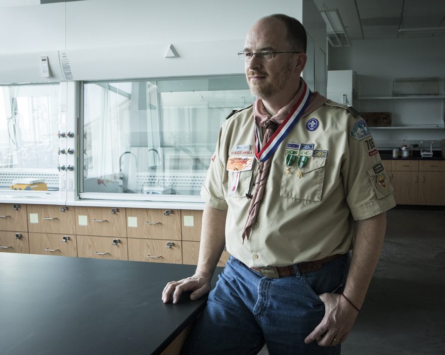 Stuart Burris has been a chemistry professor at WKU for 15 years, but in his spare time he is involved with Boy Scouts of America. All of the activities that we do as adult scouters, we do for the boys. Thats our tagline. I have a teenage son, and hes a reason why I became an adult scouter, Burris said.