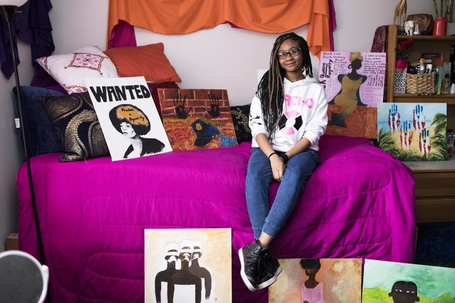 Sophomore Darinda Reddick, 20, has taken her hobby of creating art and turned it into a way to advocate for issues that matter to her. The focuses of Reddicks art are feminism, political and social issues and supporting black women. I always try to represent black art, because most black art doesnt get represented a lot in the media especially black women and who we are... beautiful, smart and independent, Reddick said.