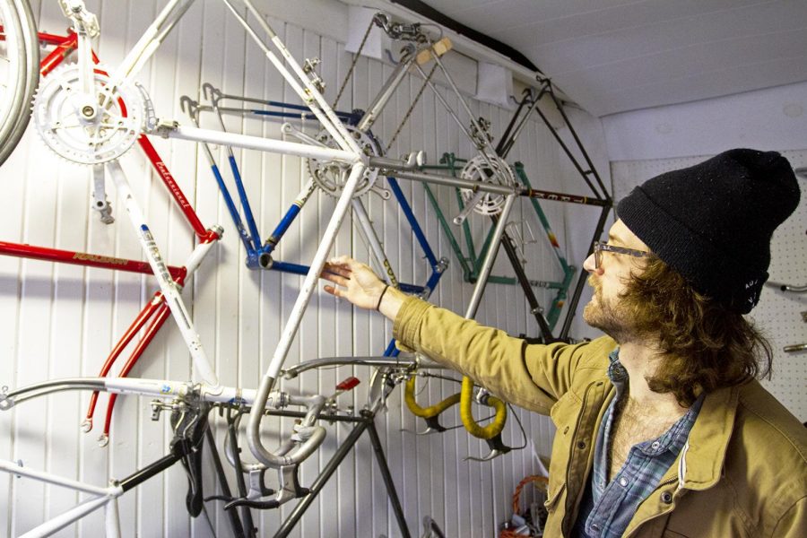 Alumnus Joseph Jones works on bicycles in a workshop behind his home in Bowling Green. Because he does all of his sales happen online he’s able to do his work from home. “When the weathers nice I’m usually still back here working on something,” Jones said. “But it’s always worth it when I can get out and ride.”