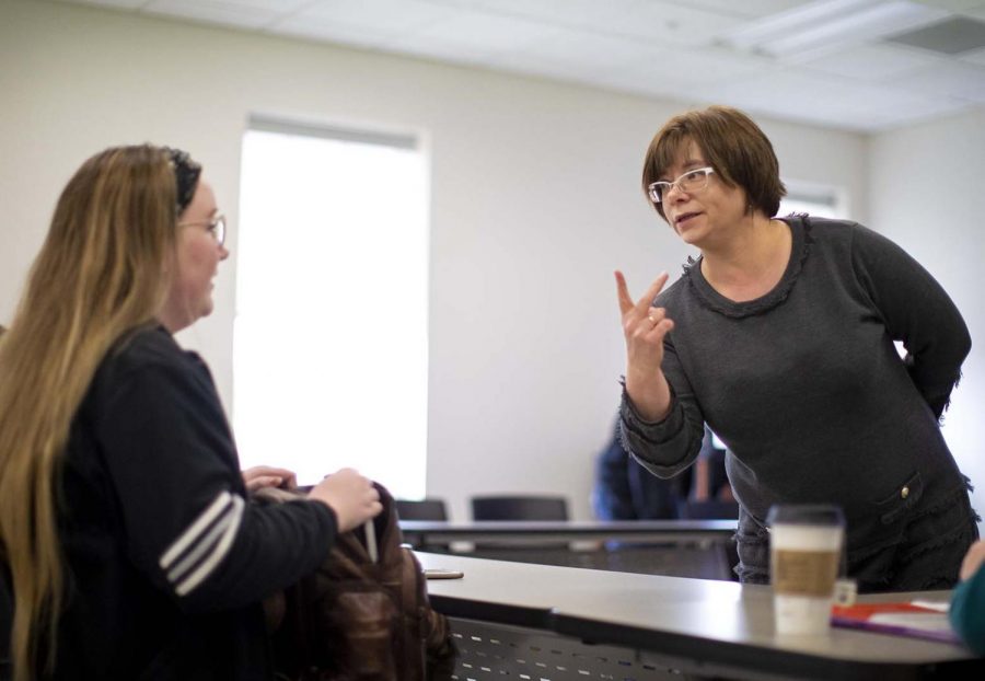 WKU Professor of Russian, Ekaterina Myakshina instructs her Russian 202 class in the Honors College and International Center on March 11. WKU’s modern languages department had recently moved from FAC to the Honors College and International Center. 