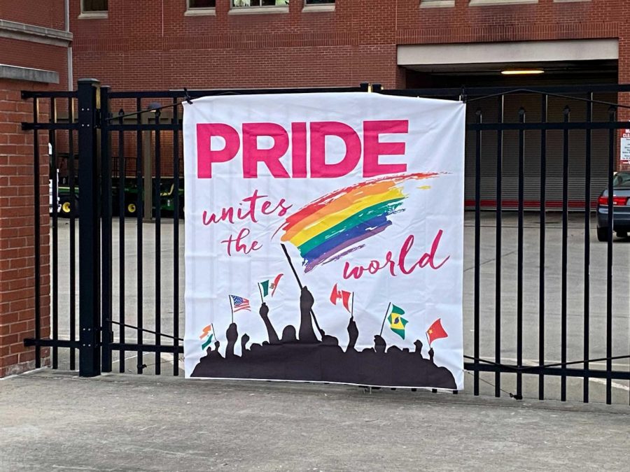 A pride sign hangs at the Pride Festival on Oct. 2, 2020. 