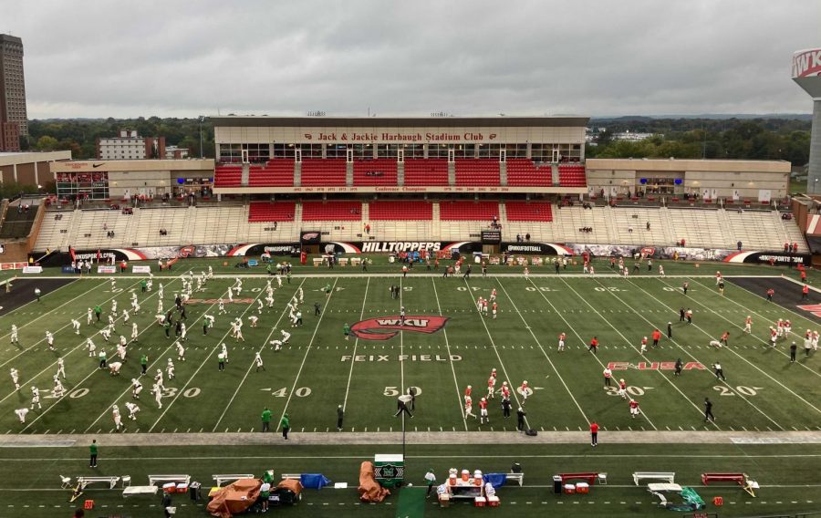 Houchens-Smith Stadium from the perspective of where the media sits during  a WKU football game. 