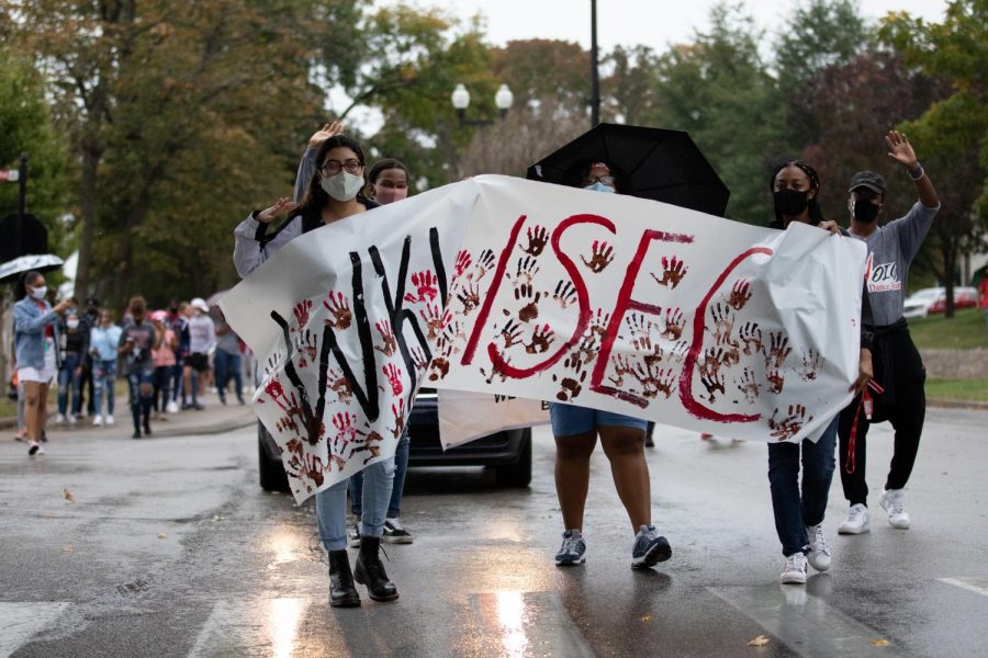 Western+Kentucky+University+ISEC+students+of+assorted+minority+clubs+marched+in+a+parade+to+E.A+Diddle+Arena%2C+on+Friday%2C+Oct.+9th%2C+2020.+They+began+at+Downing+Student+Union%2C+marched+to+the+top+of+the+hill+by+Cherry+Hall%2C+and+then+back+the+same+route.