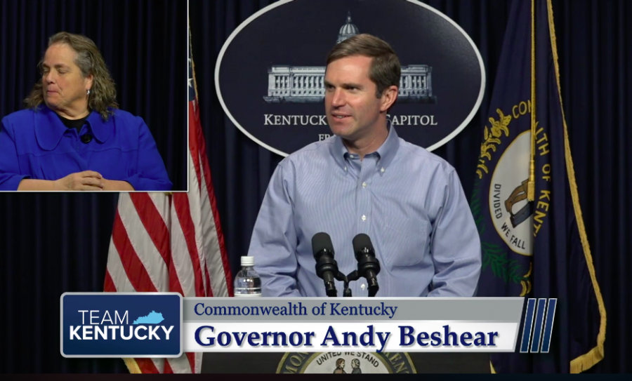 Gov. Andy Beshear during a daily coronavirus update on April 1.