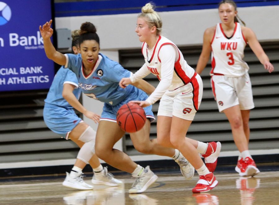 Freshman+Hope+Sivori+scored+a+career+high+23+points+against+the+Lady+Techsters+on+Jan.+9%2C+2021.+WKU+fell+58-52+to+close+out+the+road+trip.%C2%A0
