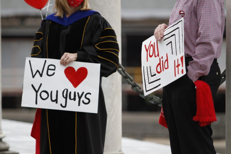 Students in the WKU Department of Communication participated in a drive through ceremony honoring their departure from WKU, after normal graduation practices were suspended due to the ongoing coronavirus pandemic on May 16, 2020.