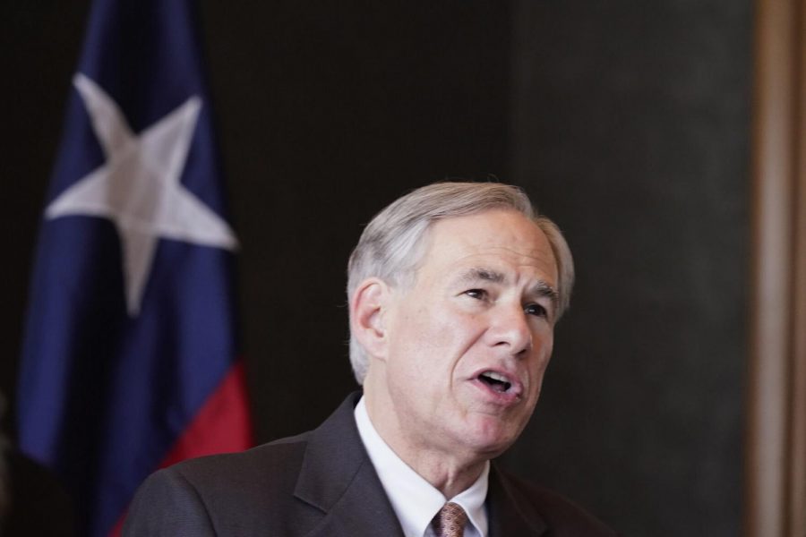 Texas Gov Greg Abbott speaks during a news conference about migrant children detentions Wednesday, March 17, 2021, in Dallas.