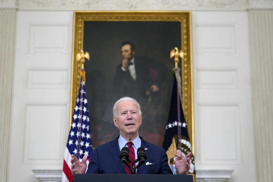 President Joe Biden speaks about the shooting in Boulder, Colo., Tuesday, March 23, 2021, in the State Dining Room of the White House in Washington. 