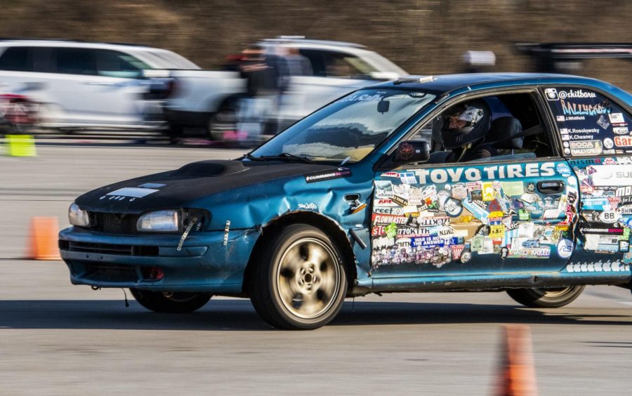 A driver finishes their auto-crossing run at the National Corvette Museum Motorsports Park during the King of the Heap race event on March 6.