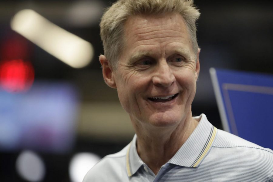 Golden State Warriors coach Steve Kerr during the NBA basketball teams media day in San Francisco Monday, Sept. 30, 2019.