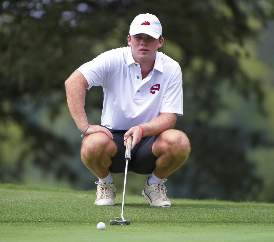 Fifth-year senior Jack Poole shot a 4-over 75 during the second round of the Jim Rivers Intercollegiate on Sept. 13, 2021.