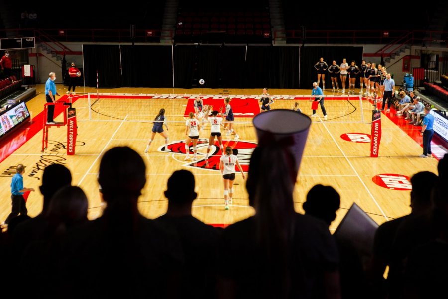 A+loud+and+engaged+crowd+can+have+a+huge+effect+on+a+volleyball+teams+success+on+the+court.+Hudsons+Hillraisers+are+hoping+to+construct+a+fan+section+to++cheer+WKU+Volleyball+to+victory.
