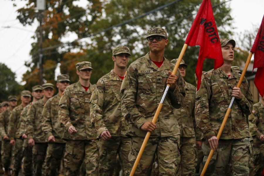 Western Kentucky University ROTC program members march in the WKU homecoming parade on Oct. 29.