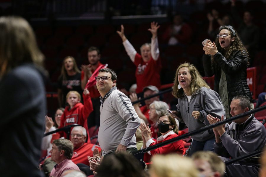 WKU Lady Hilltopper fans erupt into cheers in Diddle Arena after a 2-pointer against the Purdue Boilermakers during their opening conference match on Wednesday evening, Nov. 10 of 2021. Western lost the match 79-69.