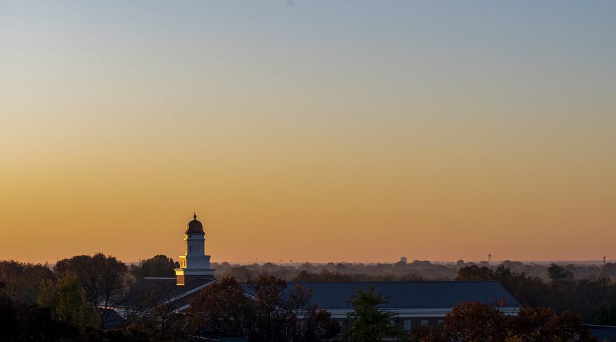 The sun rises at 6:30 a.m. on WKUs foggy campus on Nov. 10, 2021. 