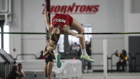 WKU Hilltoppers’ senior Katie Isenbarger clears the crossbar at the high-jump at the Lenny Lyles Invitational track and field meet Saturday, Jan. 28 of 2022 at the Norton Healthcare Sports and Learning Center in Louisville, Kentucky.

Isenbarger placed first in the event out of 27 competitors, though she had not high-jumped since her sophomore year.