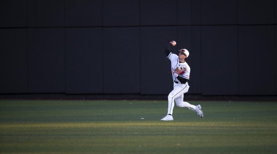 Centerfielder Ty Crittenberger gets an out against Western Illinois on Friday, Feb. 18. WKU won 6-4.
