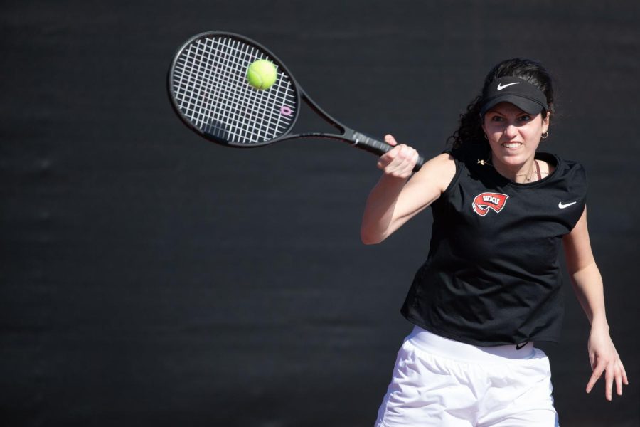 Taylor+Shaw%2C+redshirt+sophomore+and+%235+singles+seed%2C+lost+her+match+against+UTC+player+Callie+Billman+on+Sunday%2C+February+27th%2C+2022.+WKU+Women%E2%80%99s+Tennis+won+their+match+against+UT+Chattanooga+overall+4-3.+