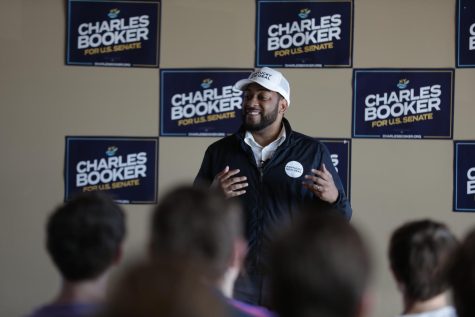 Charles Booker, former Kentucky State Representative, speaks to WKU students in DSU on March 3, 2022. Booker is facing incumbent Rand Paul in the 2022 U.S. Senate Election.