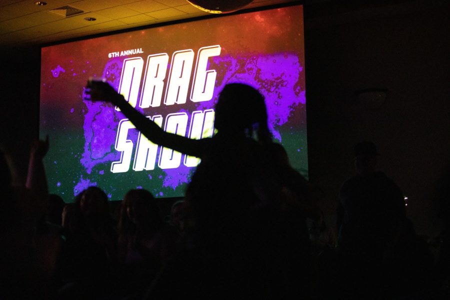 An audience member dances during the intermission of the WKU Housing and Residence Life Drag Show on Thursday, April 7th.