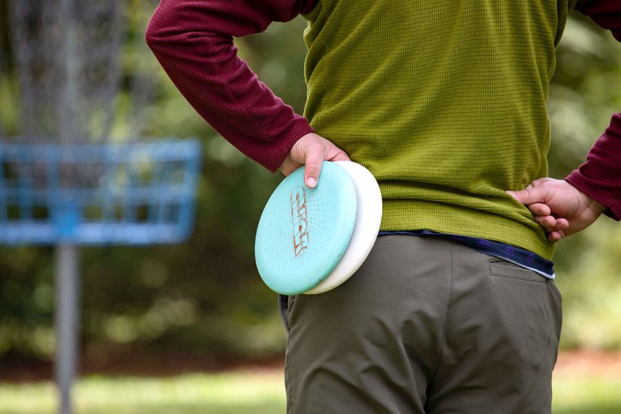 A+disc+golfer+waits+to+make+a+throw+during+the+Bowling+Green+Open+disc+golf+tournament+in+April+at+Kereiakes+Park.