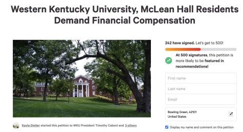 A petition regarding conditions in McLean Hall  was started by WKU sophmore Kayla Distler. 