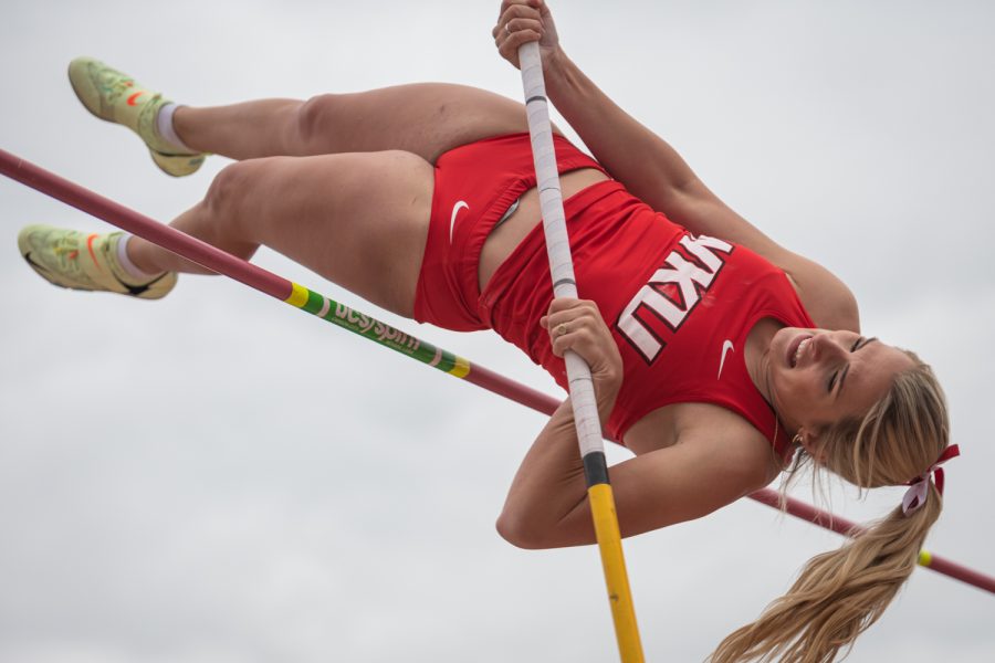 Fifth-year Nikki Ogorek competes in pole vault during day two of the Hilltopper Relays Saturday, April 2, 2022 at the Charles M. Ruter Track and Field Complex in Bowling Green, Kentucky on the Western Kentucky University campus.