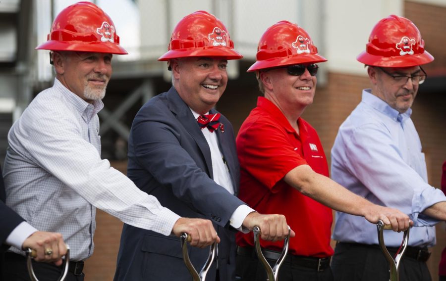 WKU president Timothy Caboni poses at the ground breaking of the universitys new soccor and softball sports complex in Bowling Green, Ky. on Aug. 30, 2022.