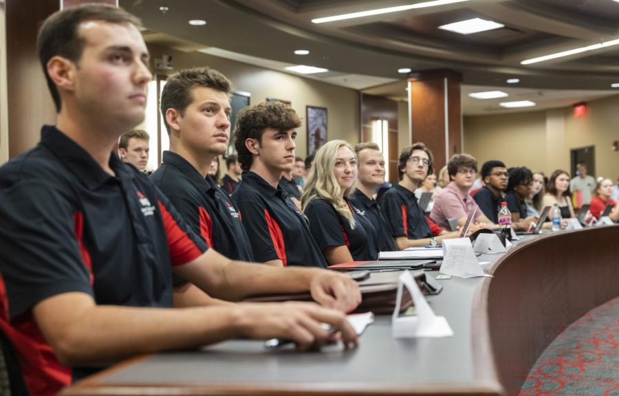 Members+of+the+WKU+Student+Government+Association+executive+cabinet+listen+to+proposals+from+senate+member+nominees+at+the+meeting+in+Bowling+Green%2C+Ky.+on+Aug.+30%2C+2022.+Sean+McInnis+%2F+College+Heights+Herald