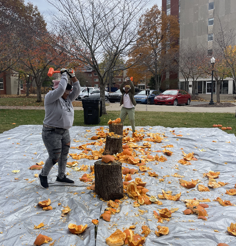 WKU Housing and Residence Life laid down tarps outside Downing Student Union on Nov. 3. 
