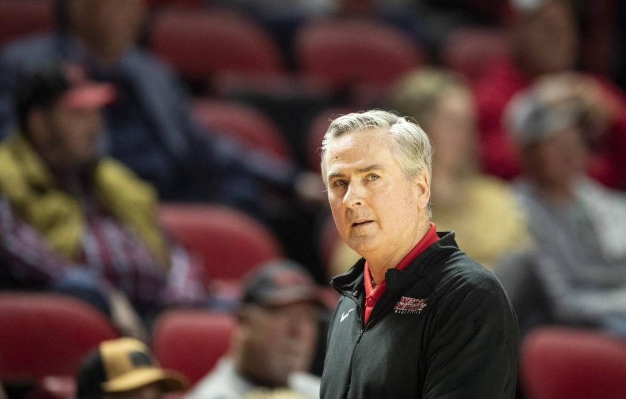 Head coach Rick Stansbury watches his team in their zone during the matchup with UTSA in E.A. Diddle Arena on Thursday, Feb. 2, 2023. WKU won 81-74.