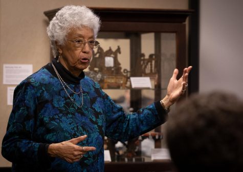Marilyn White, president of the American Folklore Society and former WKU faculty member, presents during the Folk Studies 50th anniversary speaker series at the Kentucky Museum on Thursday, Feb. 23, 2023.