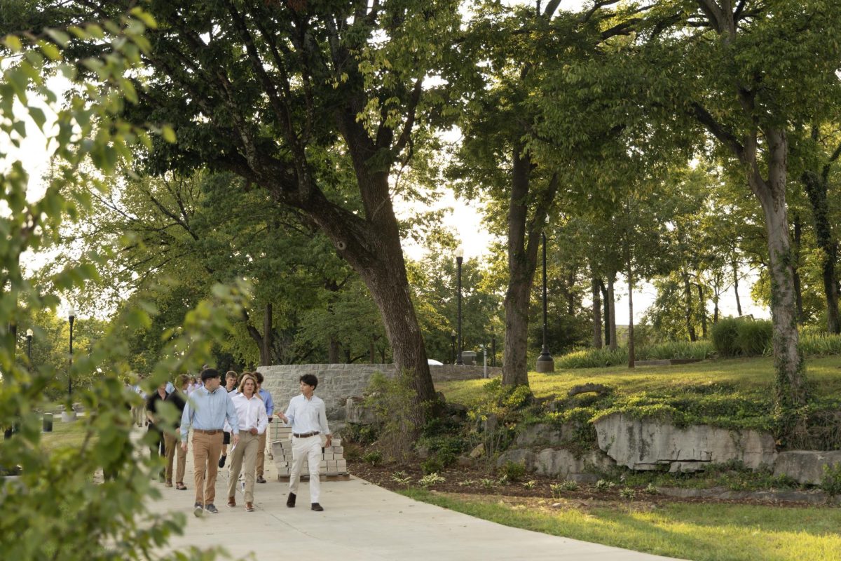 WKU’s Hilltop Planning Study reimagined the top of the Hill, including areas near the Old Fort and the Kissing Bridge, where students frequently walk between classes. Here, a group passes near Fort Albert Sydney Johnston, an old Civil War fort atop the Hill.