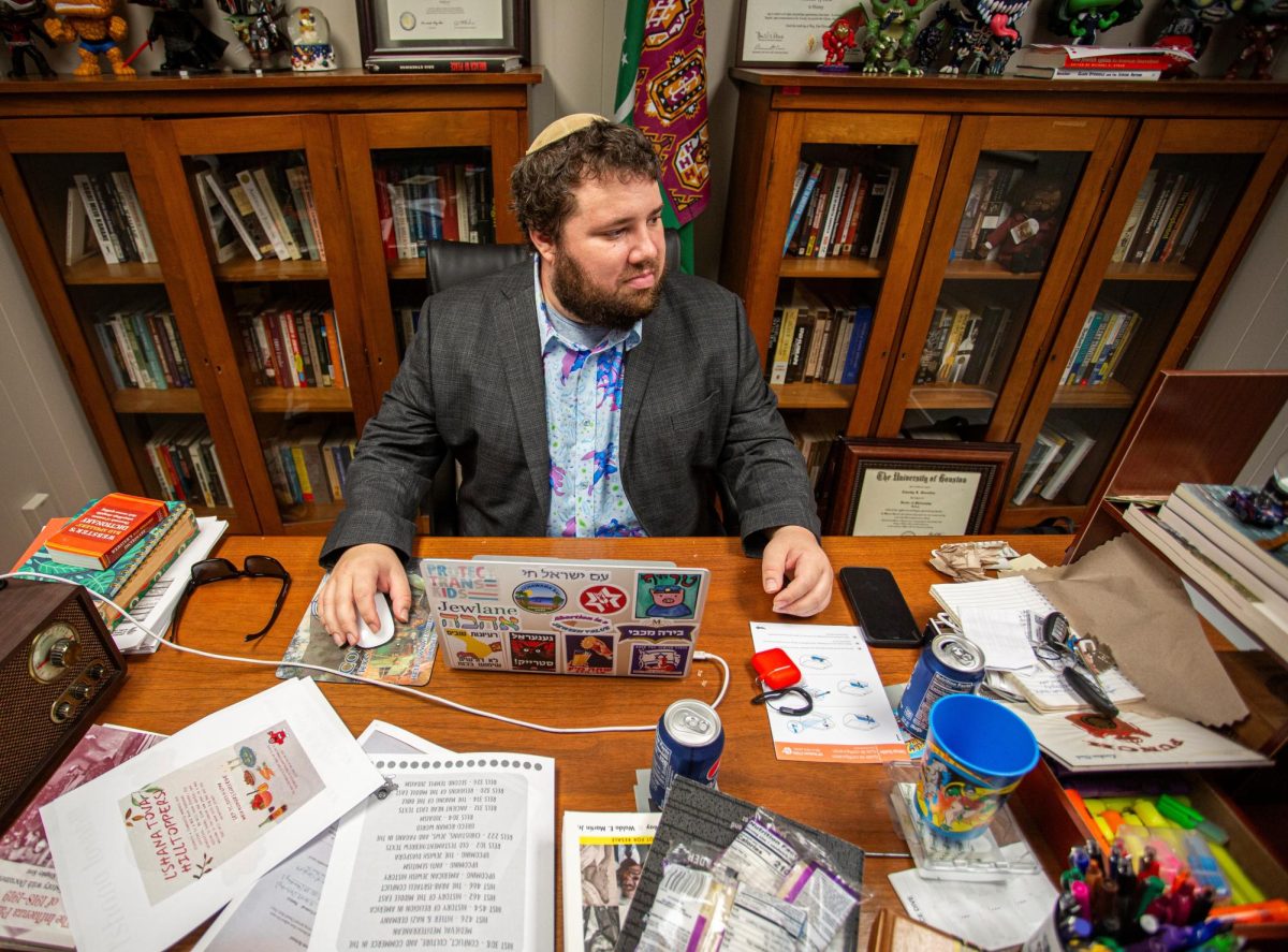 Timothy Quevillon, a visiting Jewish Studies professor in the WKU history department, is seen in his office in Cherry Hall. Quevillon was recently hired to fill the position for the year, which is funded by the Jewish Heritage Fund for Excellence.