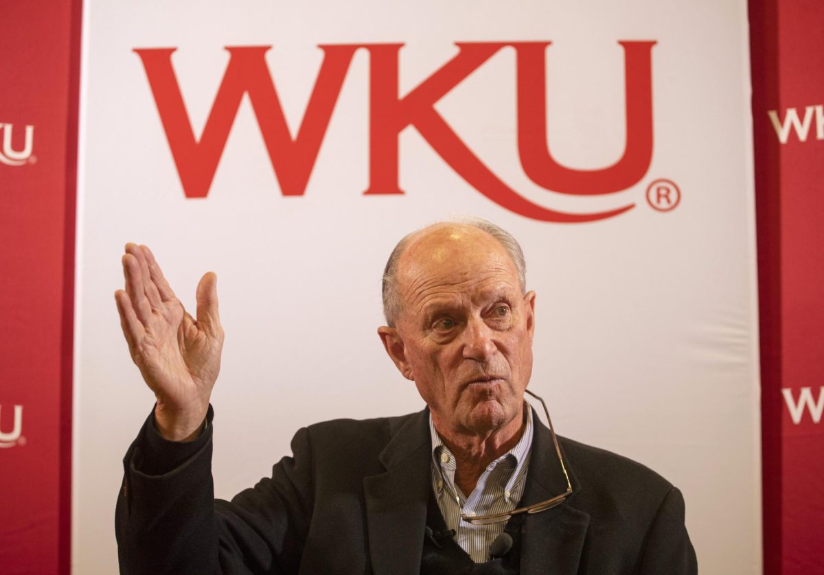Explorer and marine archaeologist Robert Ballard answers questions at a press conference in Van Meter Hall on October 10, 2023.