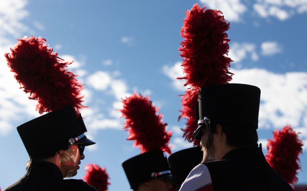 The WKU Big Red Marching Band waits to perform before WKU’s homecoming game against New Mexico State University at L.T Smith Stadium in Bowling Green on Saturday, Nov. 11, 2023.  The band performed in reelected Gov. Andy Beshear’s inaugural parade on Tuesday, Dec. 12. 